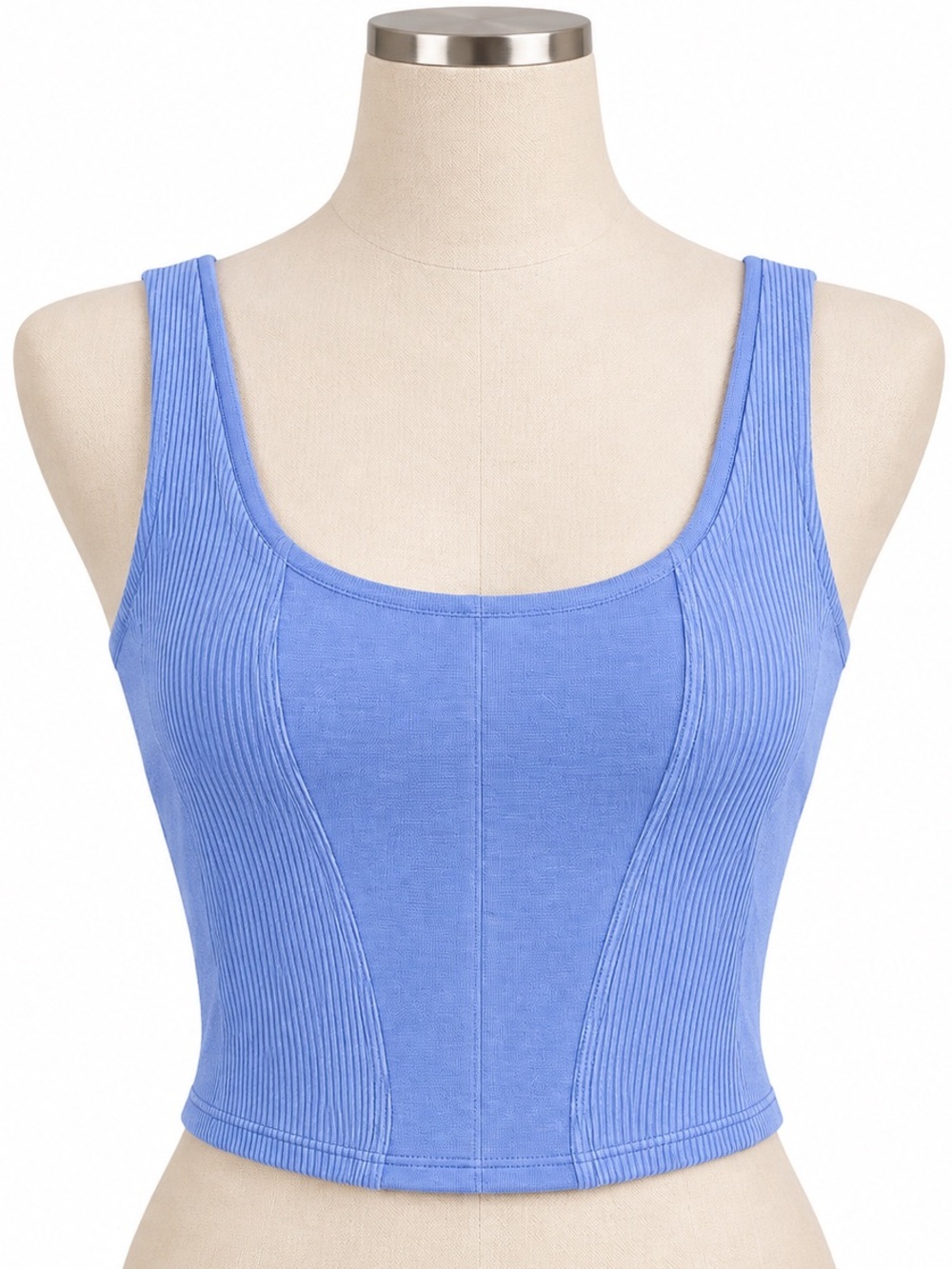 Victoria’s Secret Sport Sandwashed Soft Jersey Corset Tank Top Blue XS NWT
